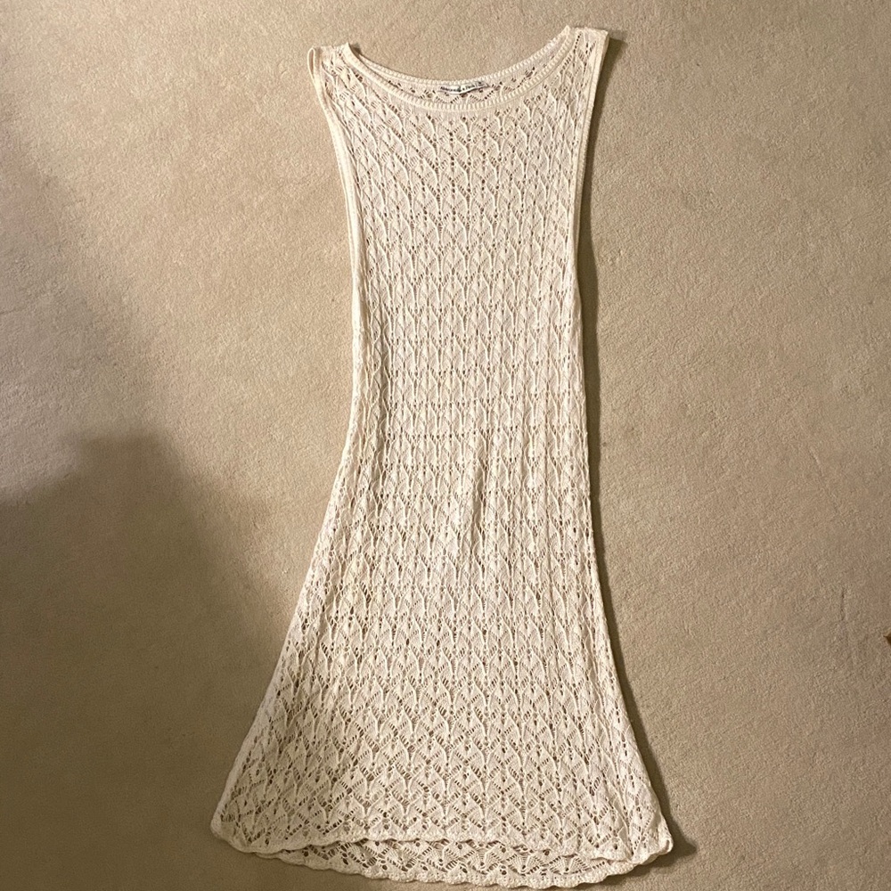 Abercrombie & Fitch Crochet Cream Midi Beach Coverup dress